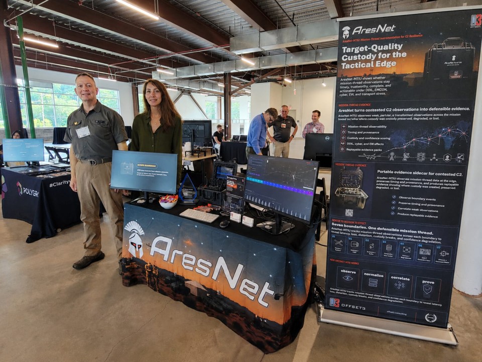 John Black and Adriana Palacios presenting AresNet at the Army Robotics, AI, and Autonomy forum